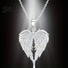 Eternal Love Rhinestone Necklace Angel Wings Shiny Rhinestones Inlaid Pendant
