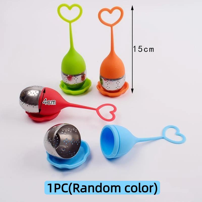 Silicone Loose Leaf Tea Infuser Food Safe Silicone Handle Stainless Steel Filter For Home Office Travel Tea Making