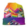 LGBT Pride Heart Slouchy Beanie Pălării Femei Unisex Curcubeu Model Printing Cool Tricotat Skullies Beanies Căciuli pentru schi în aer liber