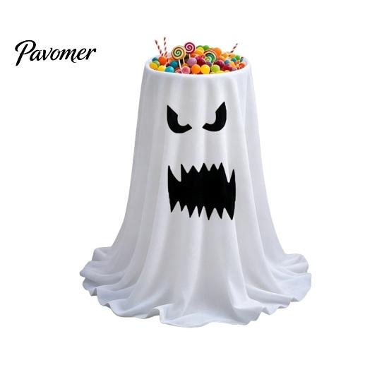 Ghost Fabric Decoration Halloween Candy Bowl, Adjustable Height Large Holder, Trick or Bowl for Party Treat Standing Storage Dish Porch Lawn
