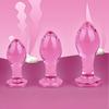 3pcs Small Anal Plug Smooth Glass Butt Plug Beginner Women Sex Toys Pink Glass Anal Plug Anchor/ Base Choose Prostate Massage
