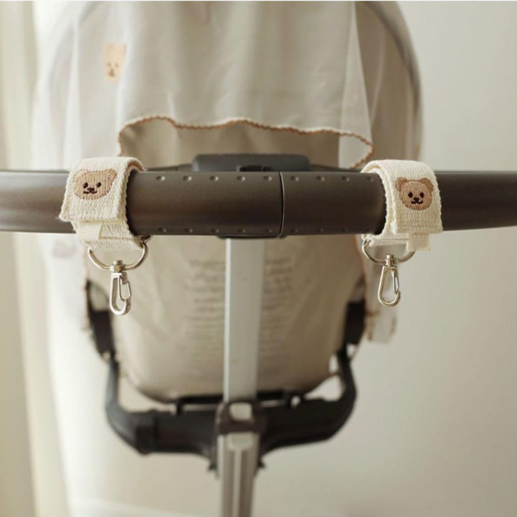 Korean Baby Stroller Hook with Embroidered Bear - Universal Storage Pendant