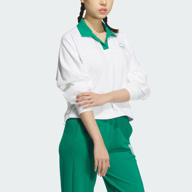 adidas Women's Verbiage Polo Shirt White Green JE3617