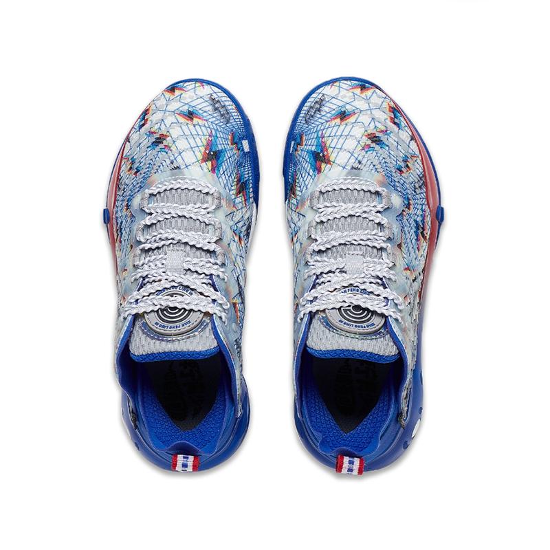 Li Ning Youth Pioneer Team 3.5 Casual Versatile Anti-Kick Wear-Resistant Low-Top Basketball Shoes Kids Basketball Shoes White Blue YKBT040-1