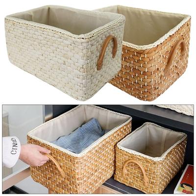 1Pcs Kitchen Organizer Storage Basket Container Seagrass Bins New Wicker Basket