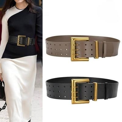 Three-breasted Belt Extra Wide Coat Belt Stylish Women's Belt with Unique Buckle Decoration