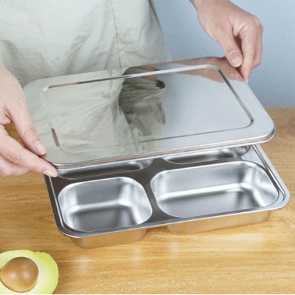 Rectangular Divided Dinner Tray with Lid Lunch Container Odorless Divided Lunch Box  Picnic