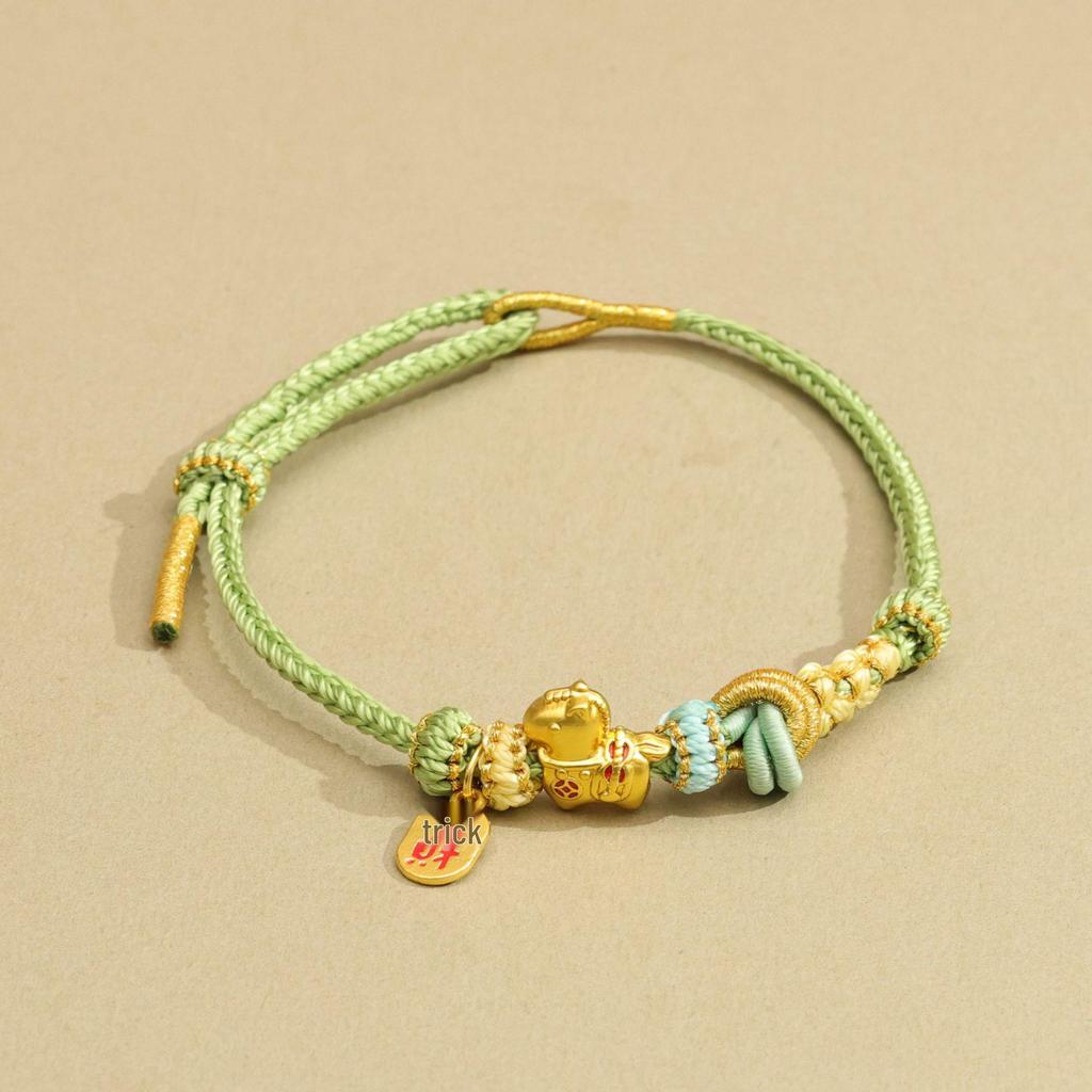 Handmade Zodiac Horse Red String Bracelet - Ethnic Style New Year Gift