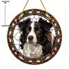 2D Flat Acrylic Border Collie Stained Glass Style Sun Catcher,Round Acrylic Window Hanging Decoration, Animal Theme, Home Decor for Living Room Office