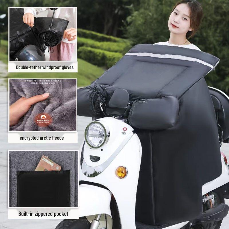 Extra Large Electric Vehicle Windshield & Motorcycle Knee Pads - Fleece Lined, Waterproof, Windproof & Battery Heated