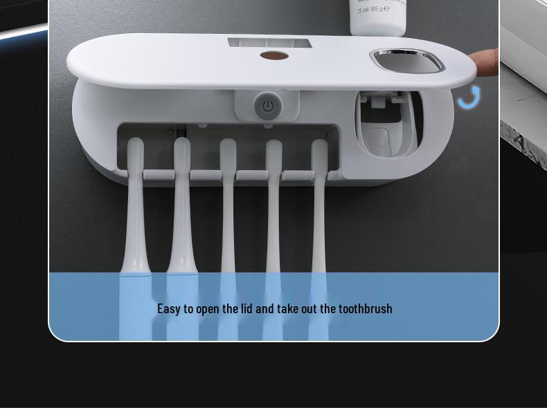 Wall-Mounted UV Toothbrush Holder with Automatic Toothpaste Dispenser