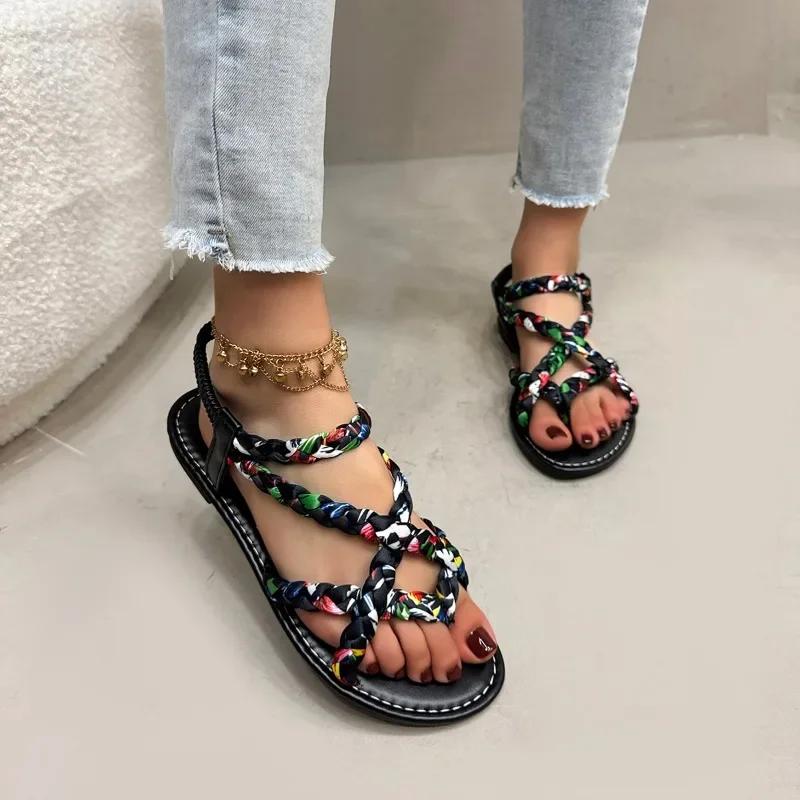 Fashion Ladies Shoes New Hot Sale Slip On Women's Sandals Fashion Printing Casual Women Summer Footwear Best Seller Designer Flat Sandal