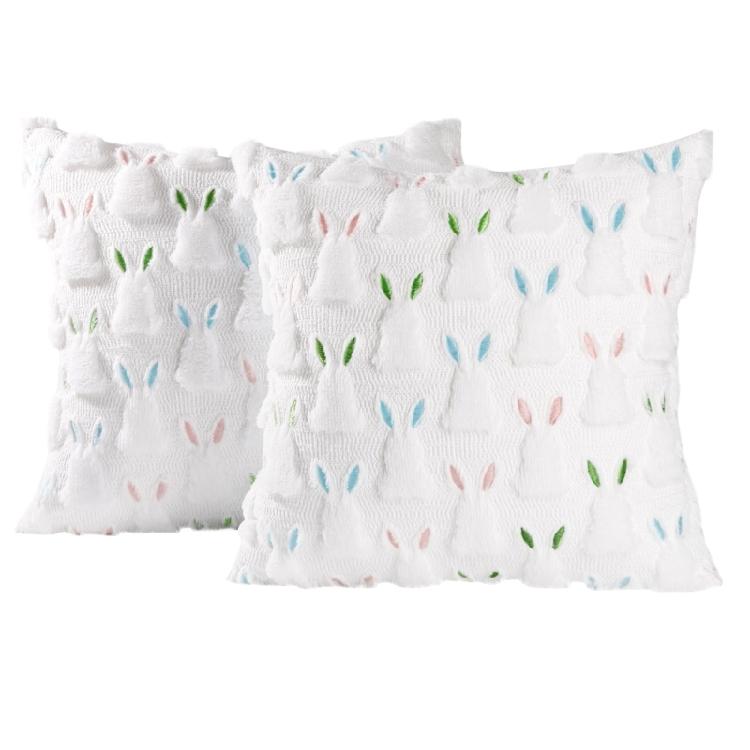 

Double Pack Decorative Pillowcases Stitched Rabbit Pattern Easter Decoration Pillow Cover Soft Fabric