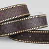 Western Cowboy Leather Belt with Bull Head Buckle, Rivet & Embossed Retro Style for Young Men