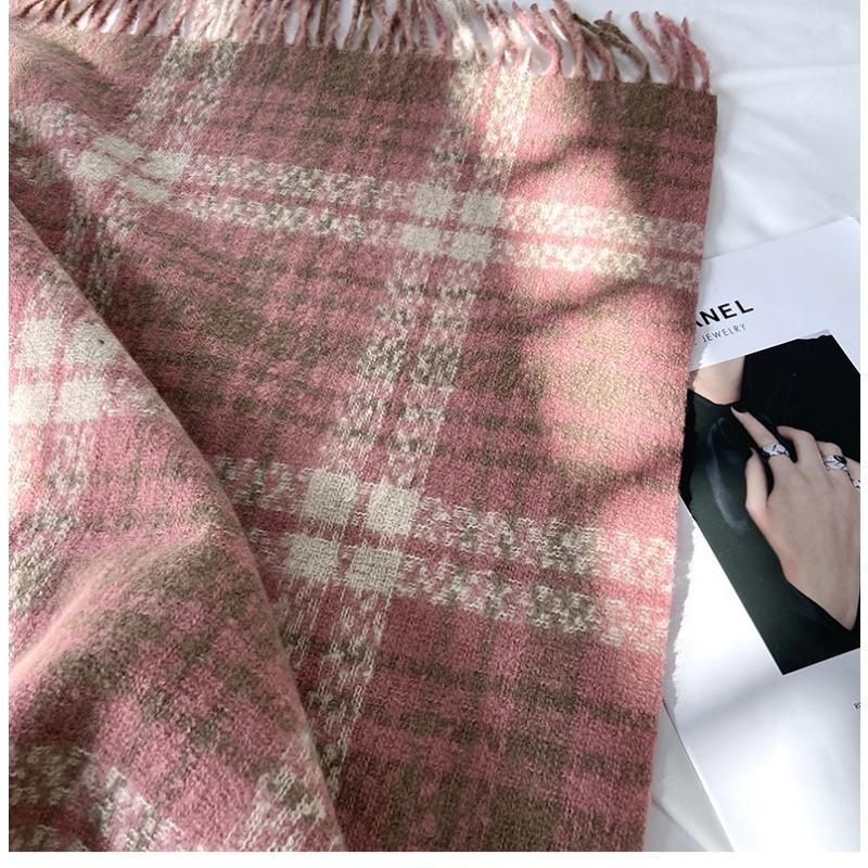 Striped Plaid Scarf Women's New Winter Scarf Thickened Warm Shawl  Warm Neck Scarf Autumn Winter Thickened Coldproof Wrap Scarf