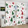 2PC- Christmas Tree Print Curtain - Polyester Material - Suitable for Bedroom, Living Room, Study, Private Space