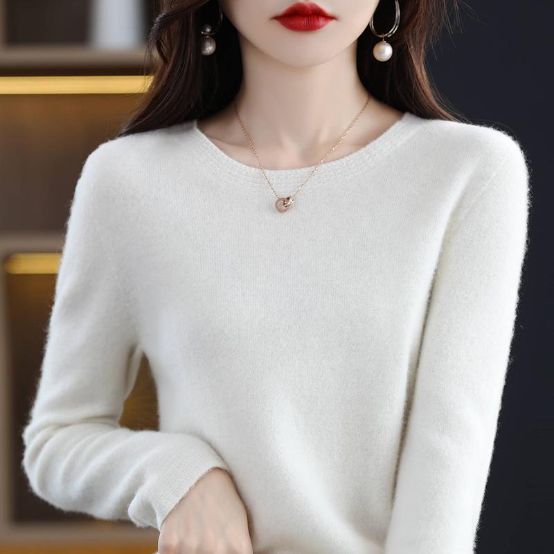 Kashmirtröja för kvinnor Qinghe kashmir 30% kashmir 70% ull Damtröja i höst och vinter i kashmir mjuk och varm