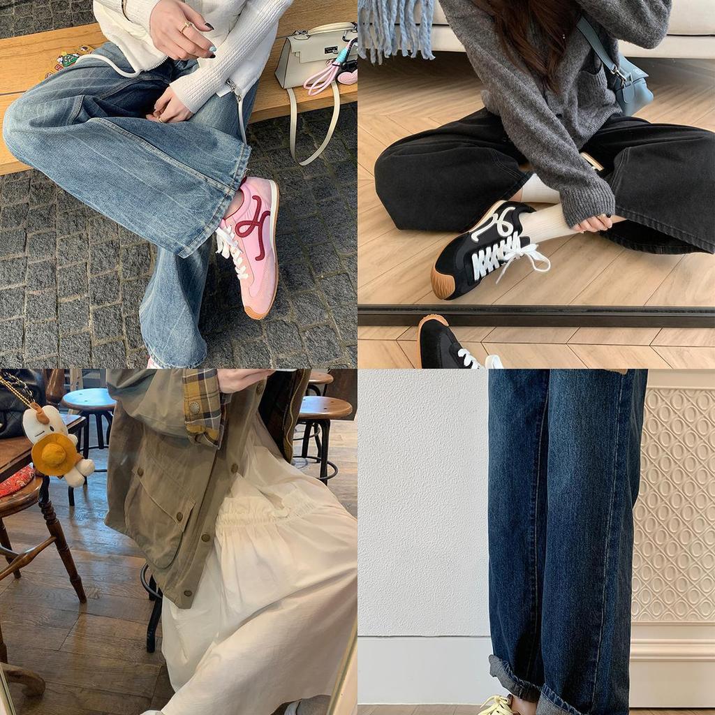 Cowhide Version~ Grape Mother Has the Same Ugly Cute Asymmetrical Big Toe Head Lace-up Casual Sports Forrest Gump Shoes Women's German Training Shoes