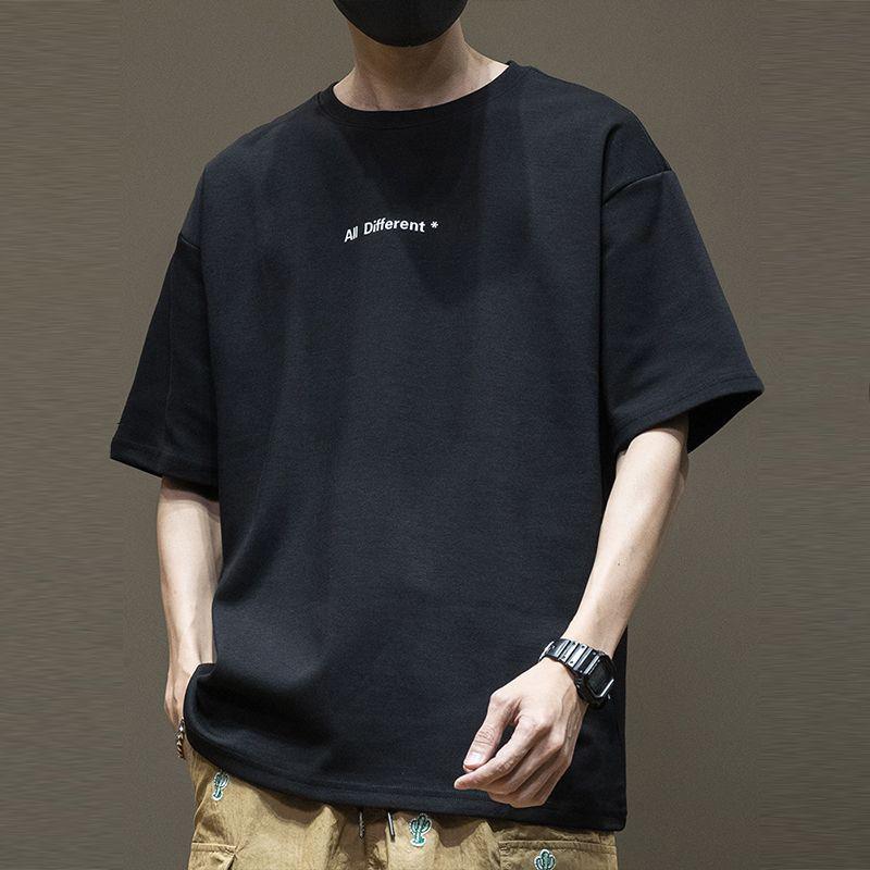 Short Sleeved T-shirt for Men Summer Pure Cotton Trendy Brand Base White Loose Casual T-shirts