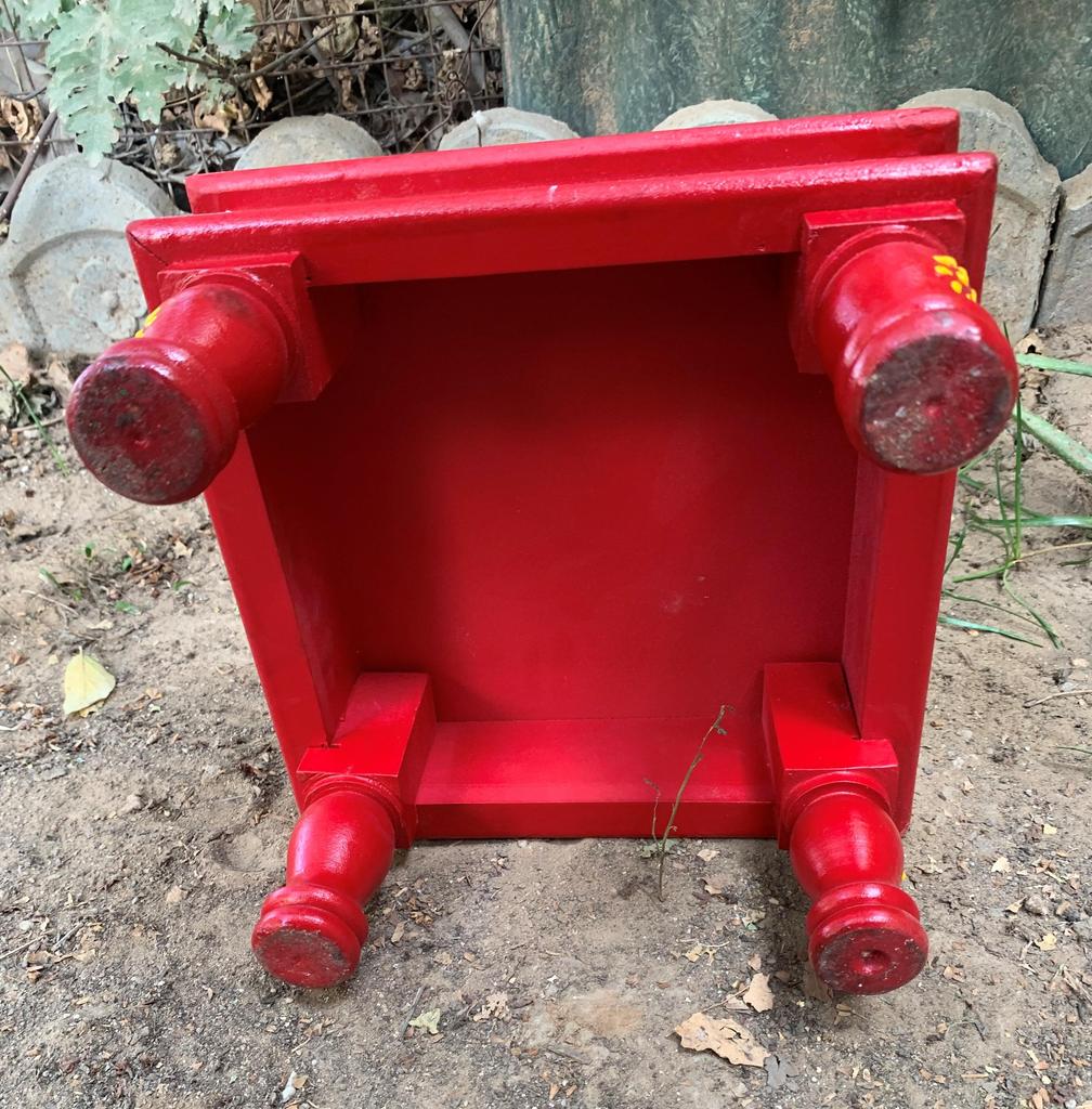 Hand Painted Wooden Chowki | Traditional Indian Pooja Bajot | Colorful Folk Art Decor