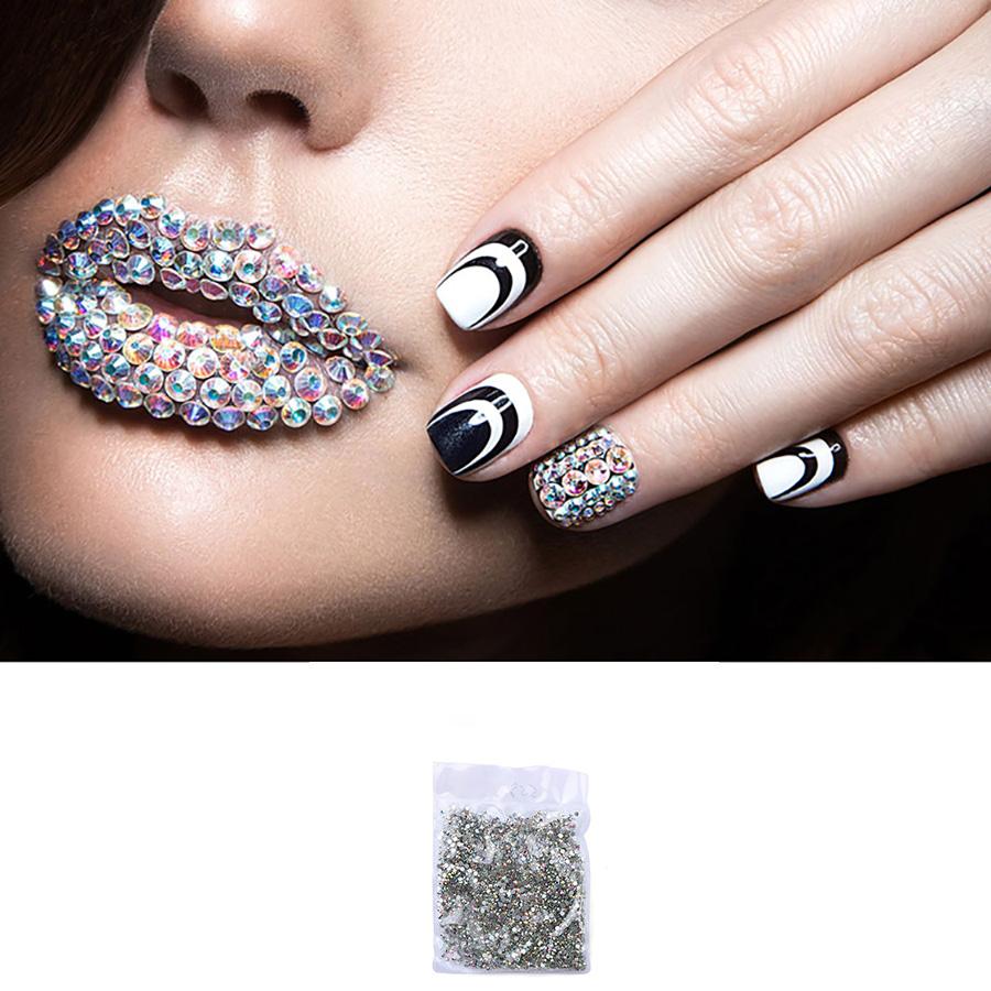 1440Pcs Crystal Nail Art Rhinestones FlatBack Glitter Diamond 3D Nail Tips Decor