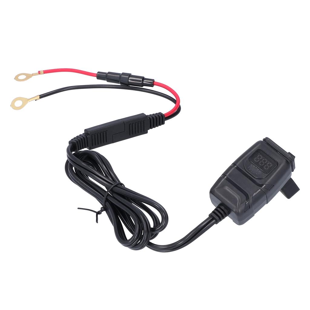 Motorcycle Charger QC3.0 Dual USB Waterproof Power Supply Adapter with Voltmeter On Off Switch