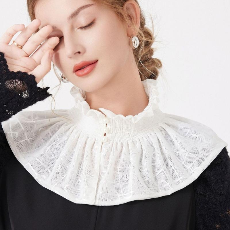 Victorian Ruffle Faux Collar Courtstyle Detachable Collar For Women Dresses Sweater Easy Wear Fashion Neck Accessory