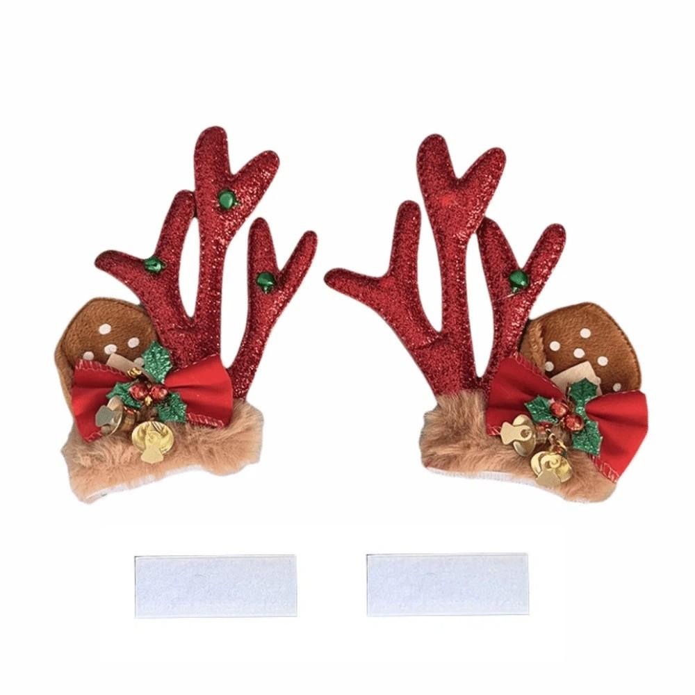 Creative Motorcycle Helmet Decoration 3D Self-adhesive Christmas Antlers Helmet Decor Cute Plush Embossing