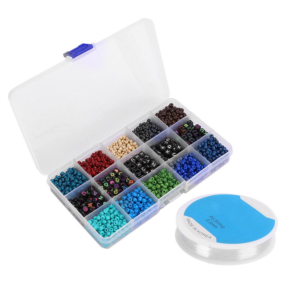 DIY Craft Round Quadrate Beads Kit Bracelet Necklaces Crafting Jewelry Making Supplies