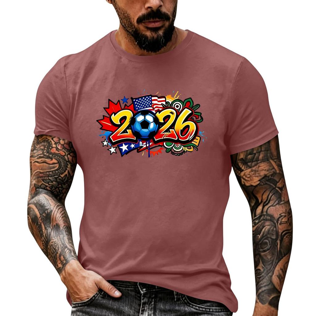 Men’s Loose Fit 2026 Printed Crew Neck Short Sleeve T Shirt Oversized tshirts for men big and tall shirts for men mens polo shirts short sleeve