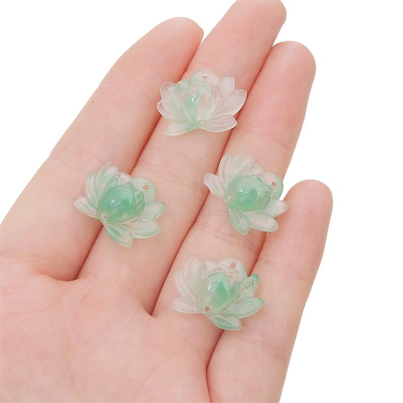 

1/2Pcs Resin Beads New Type Half Bamboo Bracelet Lotus Charms for DIY Bracelet Jewelry Making Accessories 20x15mm 2pcs зелений