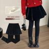 Girls' Velvet Legging Skirt - Winter Two-Piece Style with Christmas Design