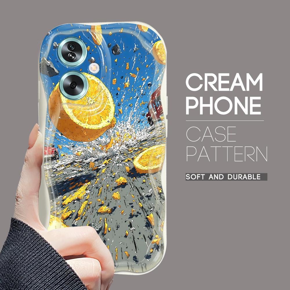 

Милый мультяшный узор, кремовая текстура, мягкий силиконовый чехол с волнистыми краями, чехол для телефона для OPPO Reno Realme OPPO A32 белый