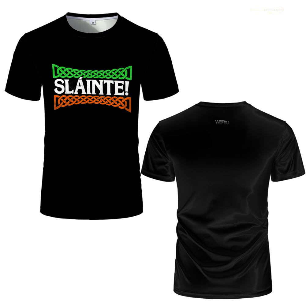 Flag Print T-shirt St Patrick's Day Clover Graphic Festival Casual Streetwear WIFRU Simple Classic Short Sleeve Tops