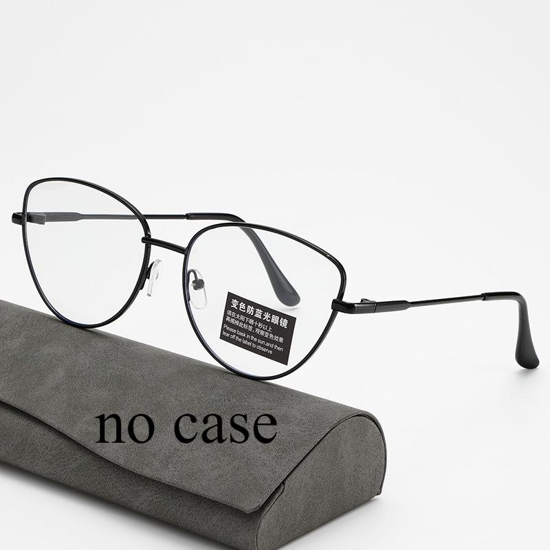 European and American Metal Cat Eye Anti Blue Light Glasses, Simple and Versatile Photosensitive Color Changing Glasses