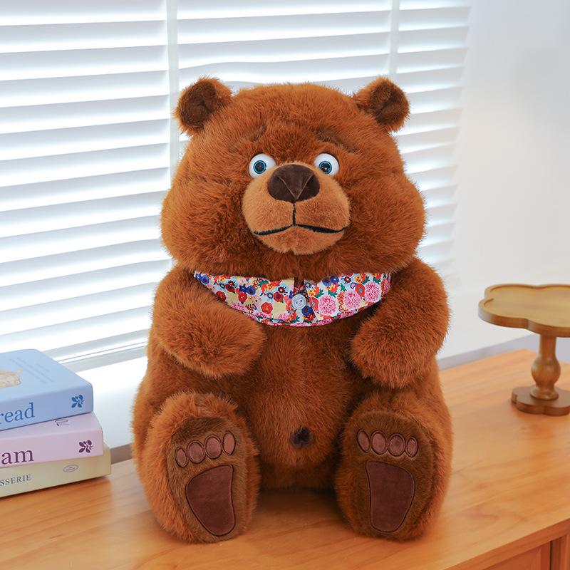 

Simulated brown bear plush toy children sleeping throw pillow birthday gift home ornament scarf bear exchange doll 25cm【0.16kg】 коричневый