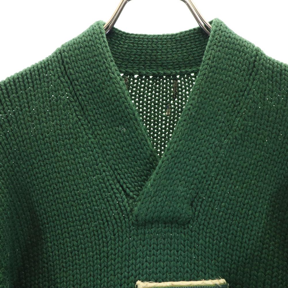 Vintage 40er 50er Langarm Pullover mit Buchstabenaufnäher grün Strick Herren Gebraucht