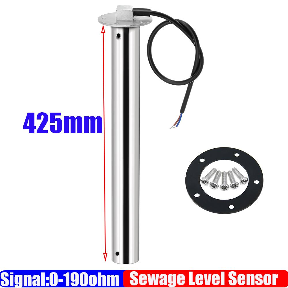 0-190ohm 52mm Holding Tank Gauge with Flash Alarm 150~550mm Sewage Level Sensor HTG Waste Level Meter Waterproof Car Boat