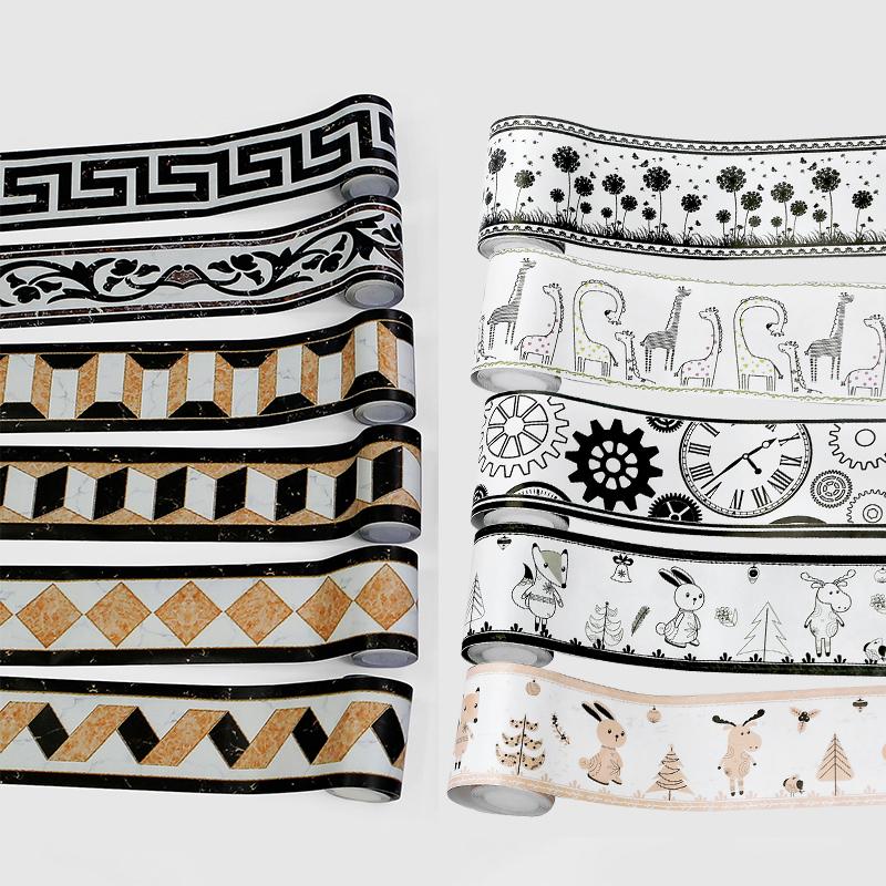 Bathroom Waist Line Sticker Self-adhesive Waterproof Living Room Bedroom Kitchen Skirting Line Tile Sticker Pvc Wallpaper Decorative Wall Sticker