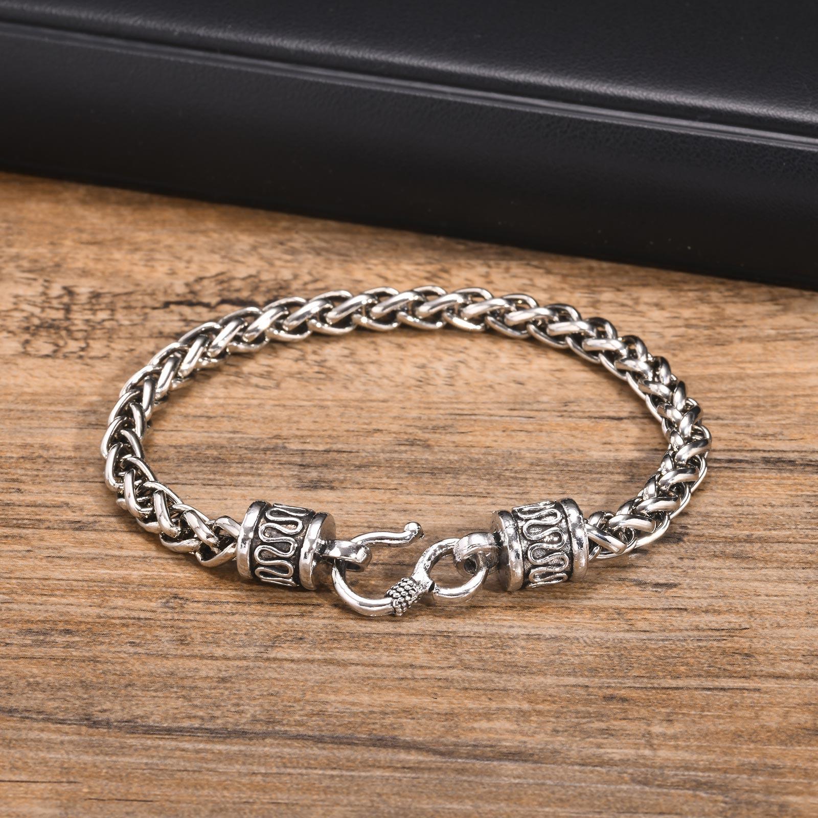 

Vnox Мужской браслет-цепочка, Окисленный винтажный браслет-цепочка «Колосок», Рок-украшение для личности