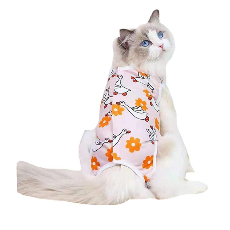 Haine Protective Post-Operatorii pentru Pisici - Anti-Mușcătură/Lins, Imprimeu Desen Animat