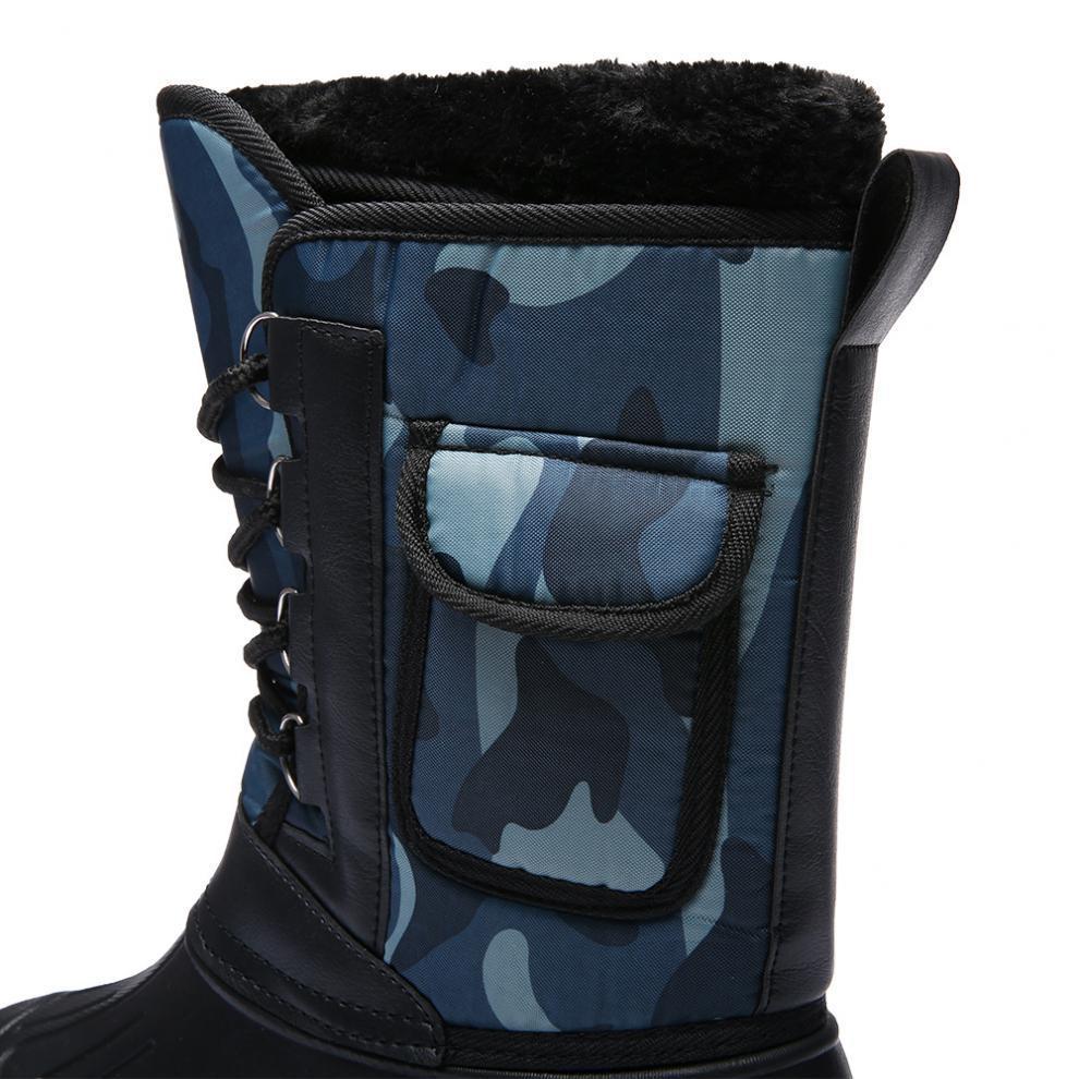 Men Outdoor Waterproof Snow Boots Winter Plush Protection Boots Fishing Boots Rain Shoes 40-46