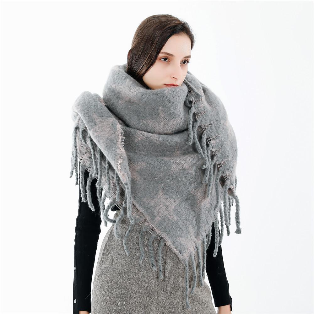 Thick Warm Tassel Square Scarf Shawl European Style Autumn Winter Fashion