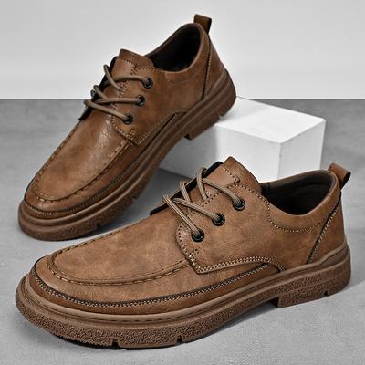 Business Leather Shoes Men's Formal Soft-soled Low-top Lace-up Thick-soled Non-slip Casual Leather Shoes Men's Brock Shoes Men's Shoes