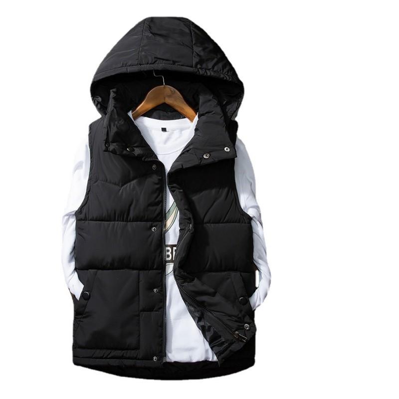 Winter Outdoor Couple Padded Vest Men Slim Fit Sleeveless Jacket Solid Color Stand Collar Zip Up