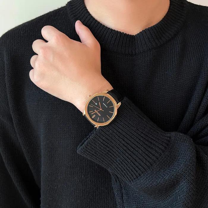 Classic Black Rose Leather Watch GE1263RGBK