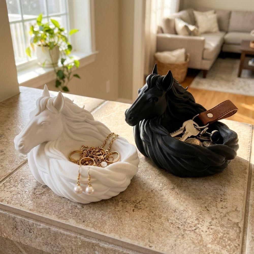 3D Printing Horse Head Catchall Bowl Animal Shaped Ring Display Plate Gift for Dragon Lovers