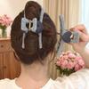1pc Denim Fabric Heart Shark Clip with 3D Heart Design Retro Sweet Style Daily Updo Sweet and Cute Hair Accessories Back Head