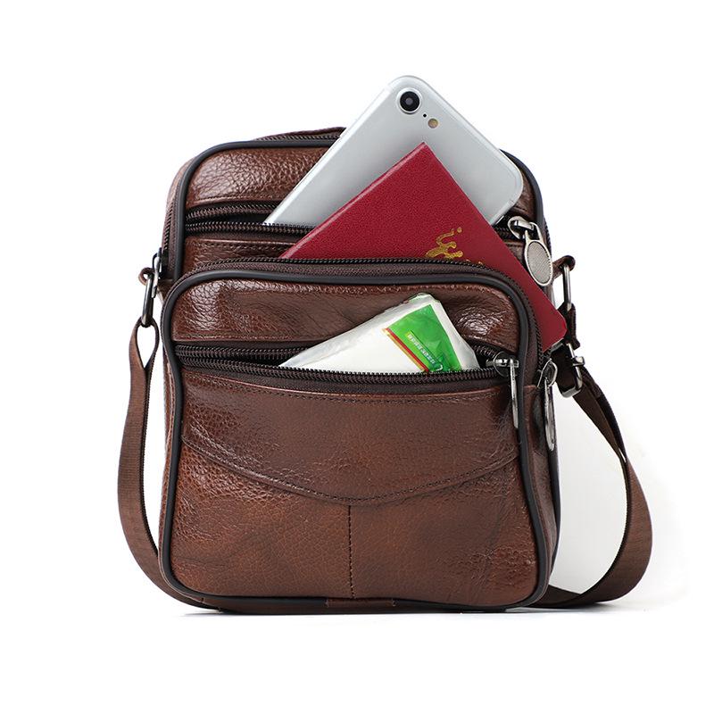 2024 Genuine Leather Men's Crossbody Bag, Simple Single Shoulder Design, Top Layer Cowhide.