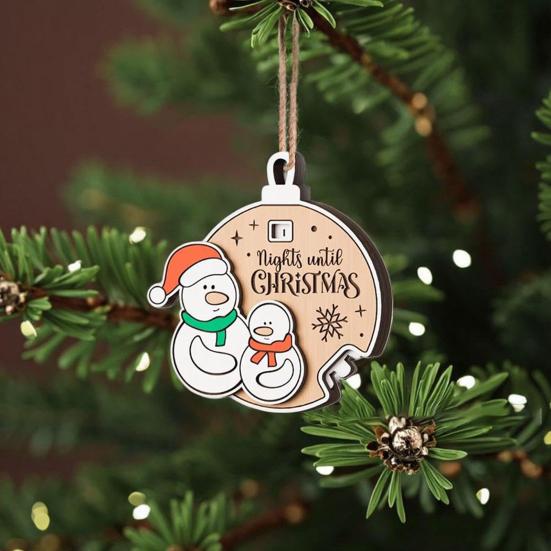 Xmas Countdown Sign Wooden Days Until Christmas Ornament Rustic Hanging Advent Calendar for Mantel Christmas Tree Decoration